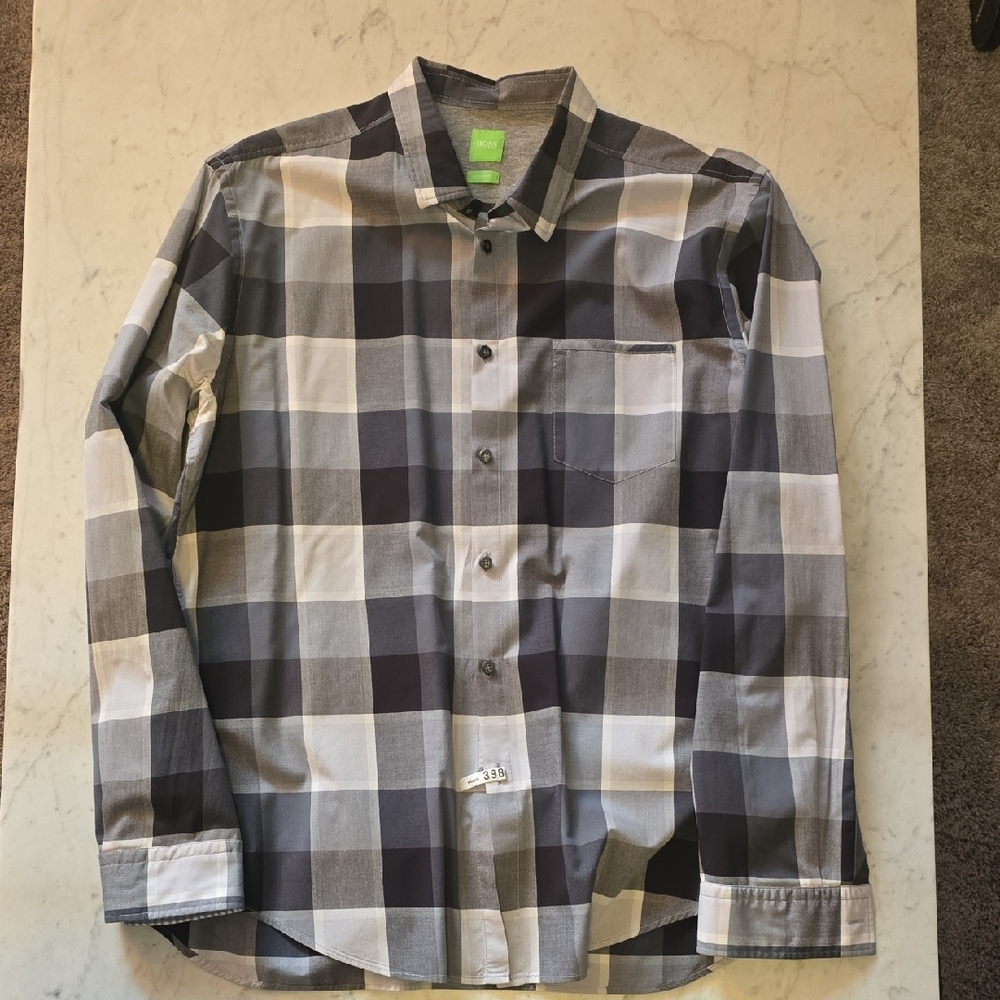 Boss Black and Gray Casual Button Down Shirt